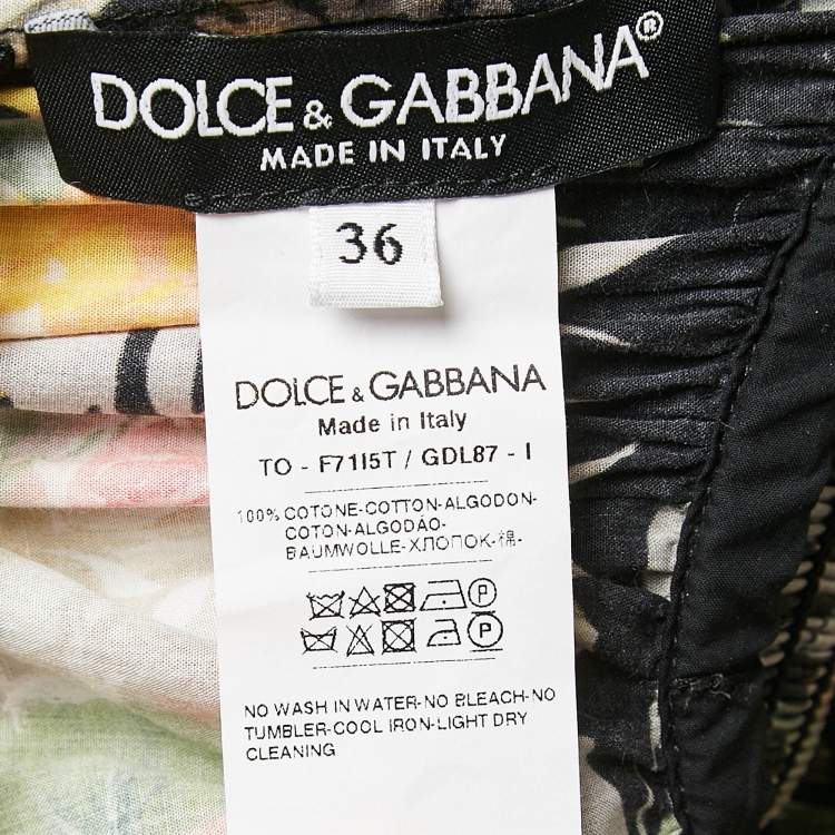 Pre Owned Dolce & Gabbana Multicolor Floral Print Cotton Tie-Up Strap Detail Top XS
