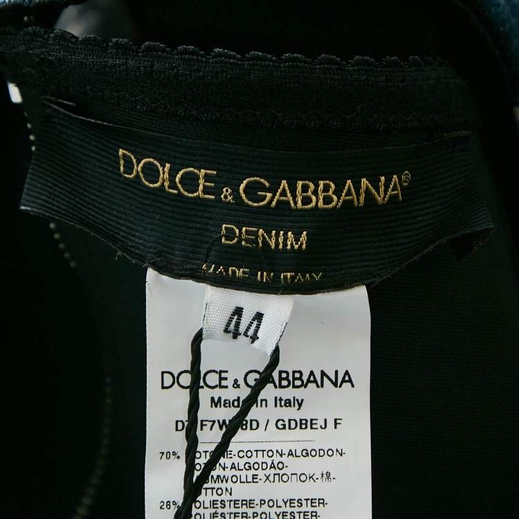 Pre Owned Dolce & Gabbana Blue Patchwork Denim Bustier Top M
