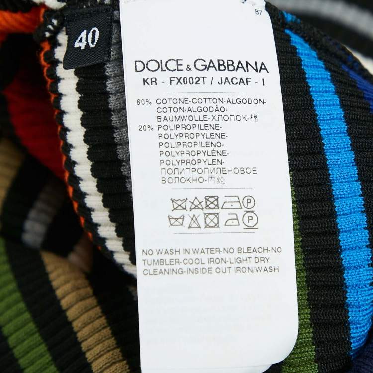 Pre Owned Dolce & Gabbana Multicolor Striped Rib Knit Strappy Top S