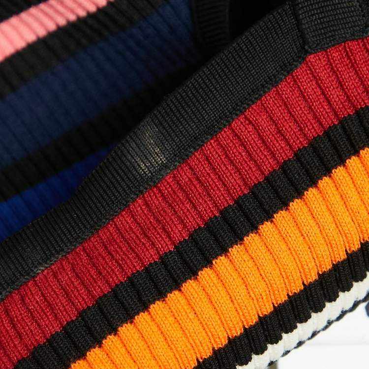 Pre Owned Dolce & Gabbana Multicolor Striped Rib Knit Strappy Top S