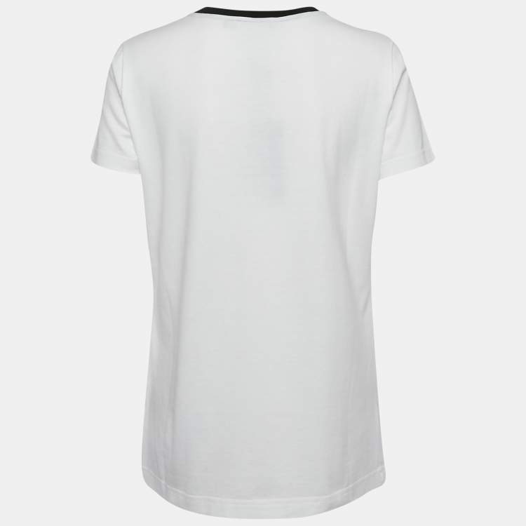 Pre Owned Dolce & Gabbana White Fatto a Mano Print Jersey T-Shirt M