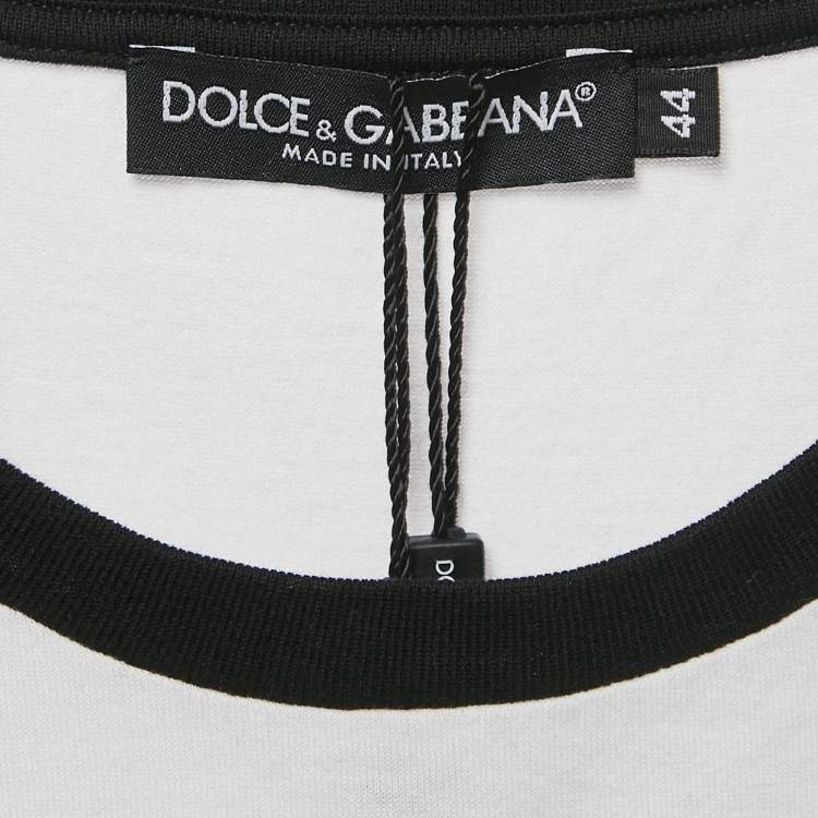 Pre Owned Dolce & Gabbana White Fatto a Mano Print Jersey T-Shirt M