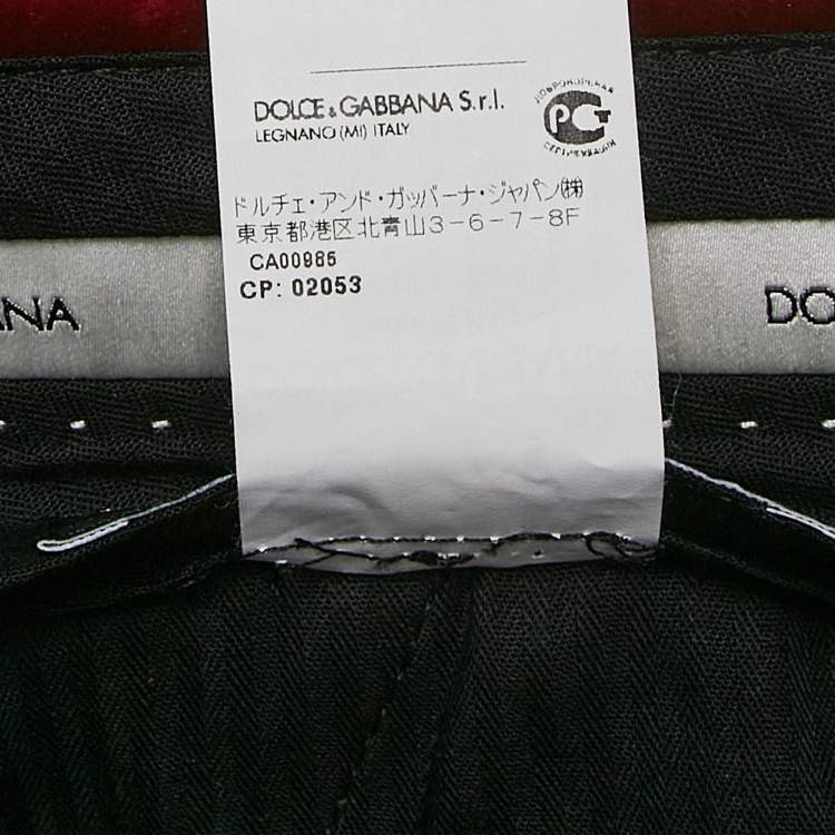 Pre Owned Dolce & Gabbana Grey Striped Wool and Velvet Trim Trousers XL