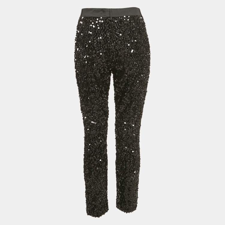 Pre Owned Dolce & Gabbana Black Sequin Trousers M