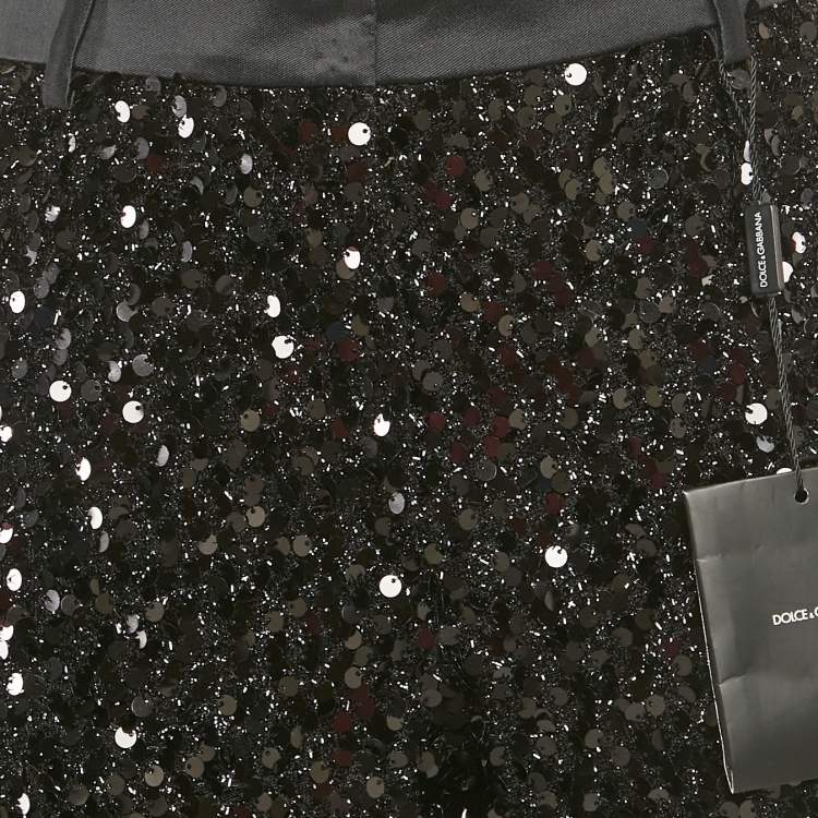 Pre Owned Dolce & Gabbana Black Sequin Trousers M