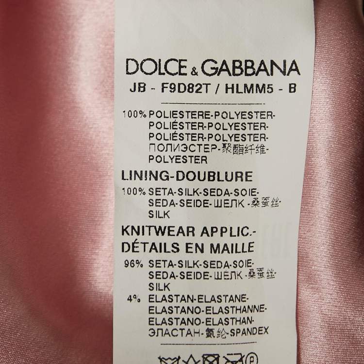 Pre Owned Dolce & Gabbana Pink Sequin Tulle Logo Detail Pullover S