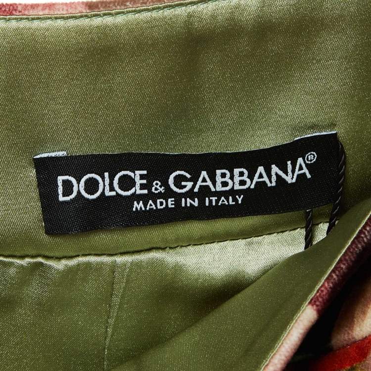 Pre Owned Dolce & Gabbana Mauve Floral Print Velvet Mini Skirt S