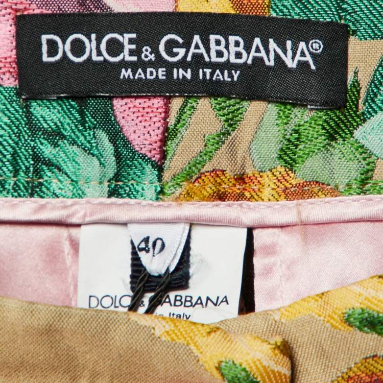 Pre Owned Dolce & Gabbana Beige Floral Jacquard Tailored Pants S