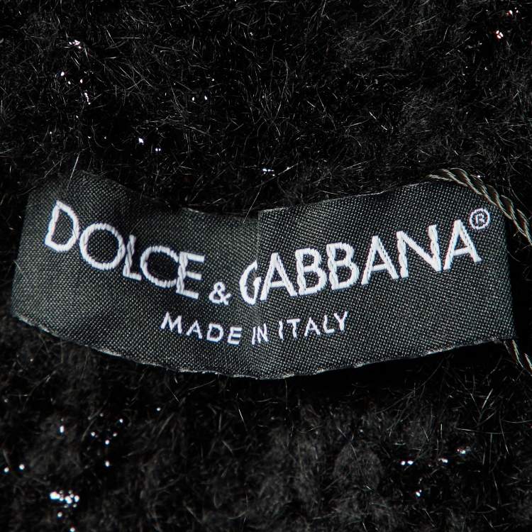 Pre Owned Dolce & Gabbana Black Lurex Cashmere & Angora Knit Circle Cardigan S