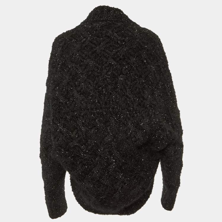 Pre Owned Dolce & Gabbana Black Lurex Cashmere & Angora Knit Circle Cardigan S