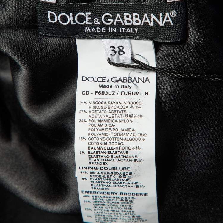 Pre Owned Dolce & Gabbana Black Crepe Tulle Trim Midi Dress S
