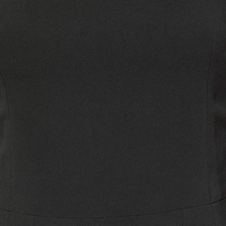 Pre Owned Dolce & Gabbana Black Crepe Tulle Trim Midi Dress S