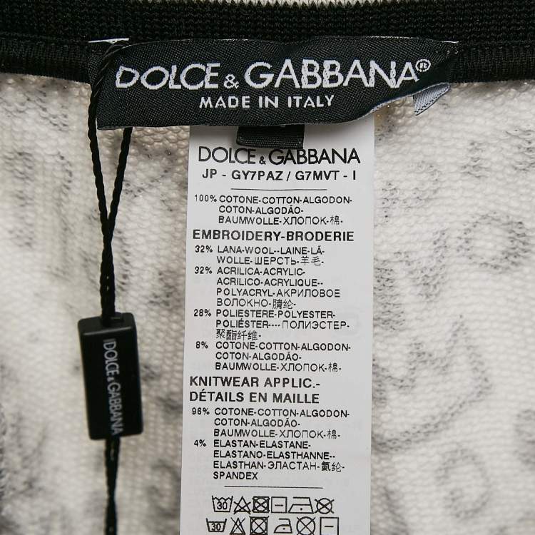 Pre Owned Dolce & Gabbana White Graffiti Print Jersey Cotton Knit Joggers XXL