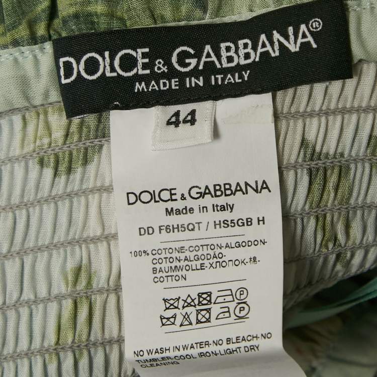 مملوكة مسبقًا Dolce & Gabbana Blue Floral Print Poplin Embellished Button Mini Dress M
