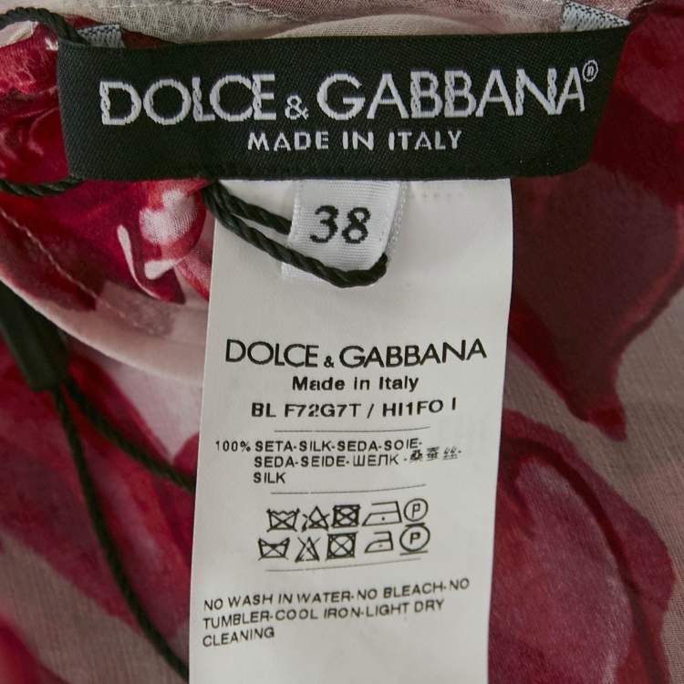 Pre Owned Dolce & Gabbana Pink Majolica Print Silk Top and Skirt Set S