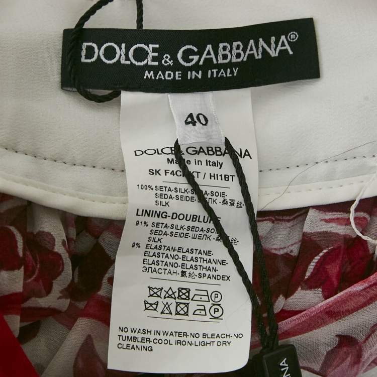 Pre Owned Dolce & Gabbana Pink Majolica Print Silk Top and Skirt Set S