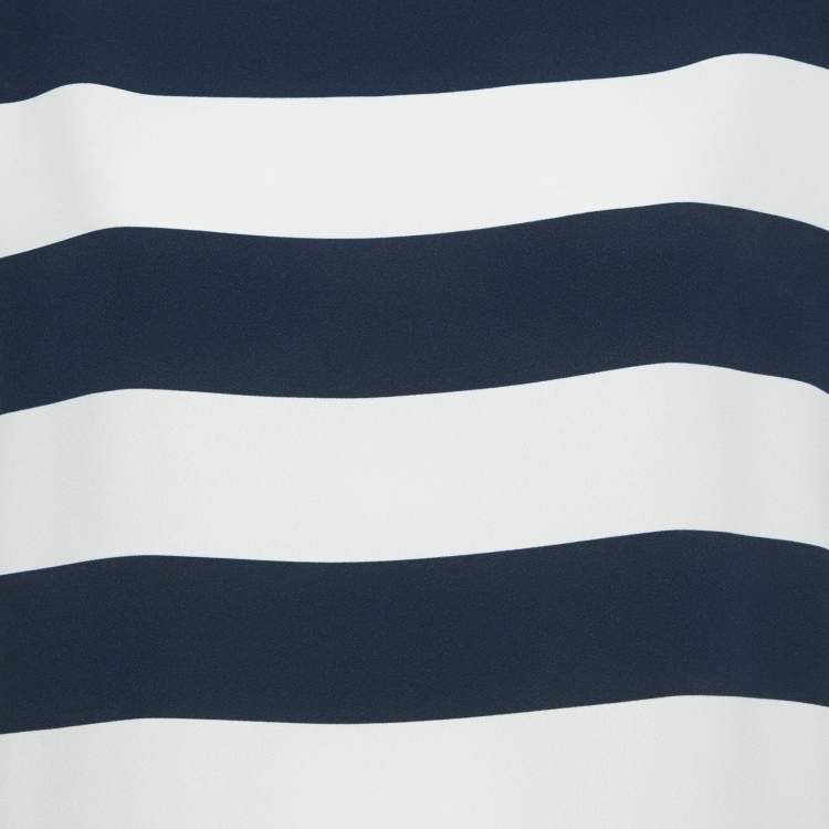 Pre Owned Dolce & Gabbana Blue/White Striped Crepe Oversized Top M