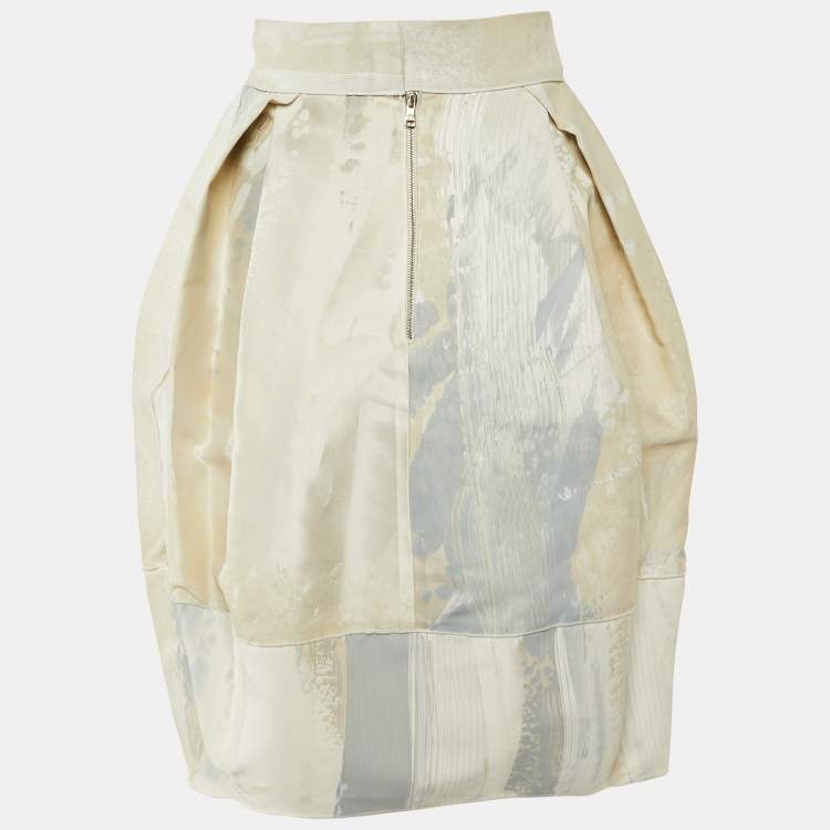 Pre Owned Dolce & Gabbana Cream Printed Cotton Skirt S