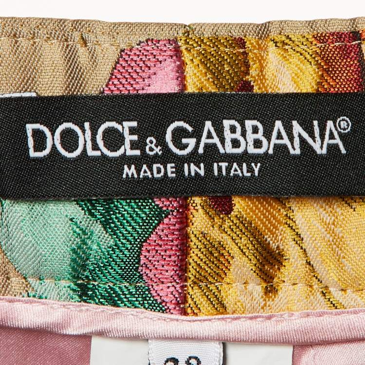 Pre Owned Dolce & Gabbana Floral Jacquard Straight Leg Trousers S 