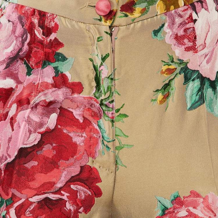 Pre Owned Dolce & Gabbana Floral Jacquard Straight Leg Trousers S 