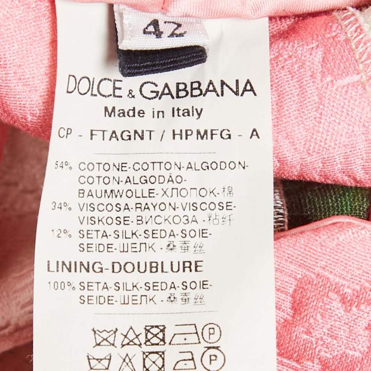 Pre Owned Dolce & Gabbana Pink Pineapple Print Jacquard Trouser M