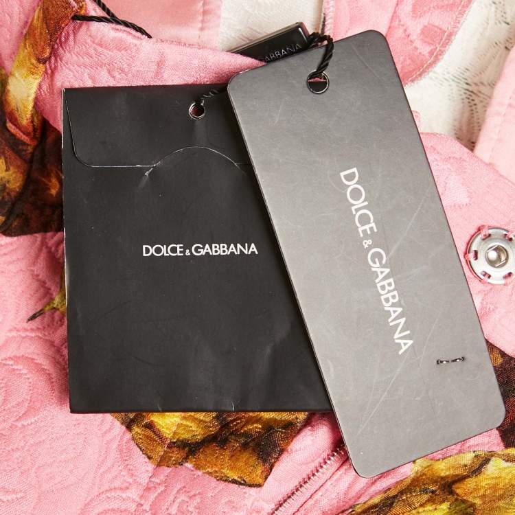 Pre Owned Dolce & Gabbana Pink Pineapple Print Jacquard Trouser M