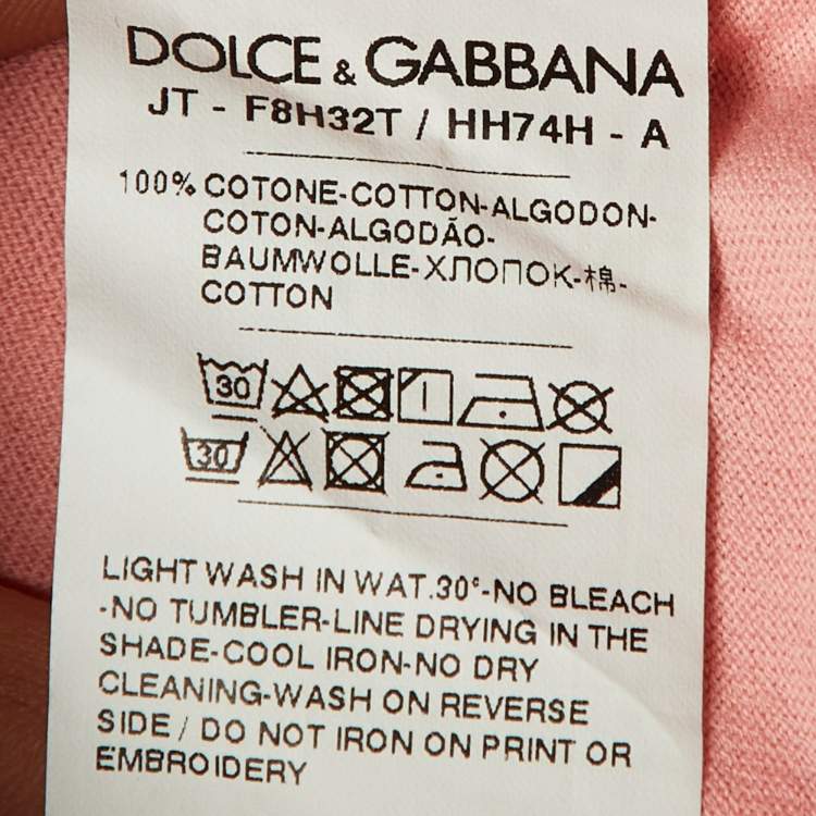 Pre Owned Dolce & Gabbana Pink Printed Cotton Short Sleeve T-Shirt M