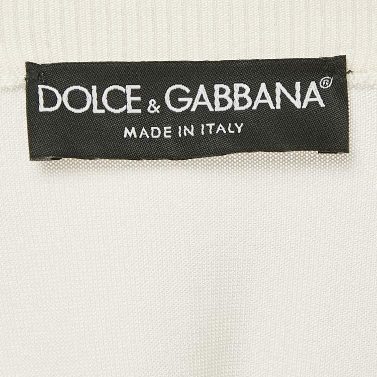 Pre Owned Dolce & Gabbana White/Blue Majolica Print Silk Buttoned Cardigan M