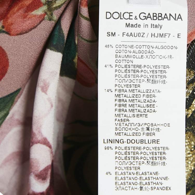 Pre Owned Dolce & Gabbana Black/Gold Floral Brocade Mini Skirt S