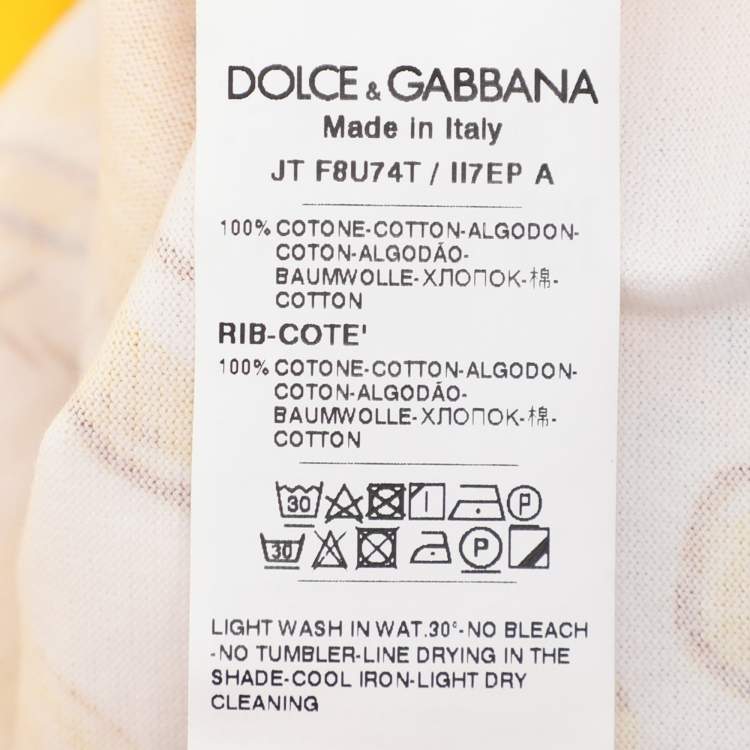 Pre Owned Dolce & Gabbana Yellow Majolica Print Jersey T-Shirt M