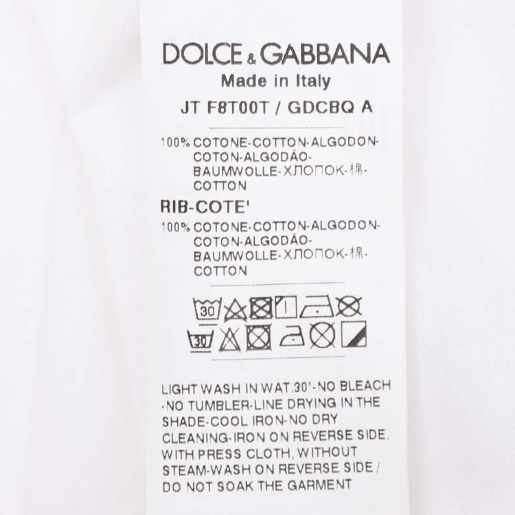 مملوكة مسبقًا Dolce & Gabbana White Cotton Logo Embossed T-Shirt L