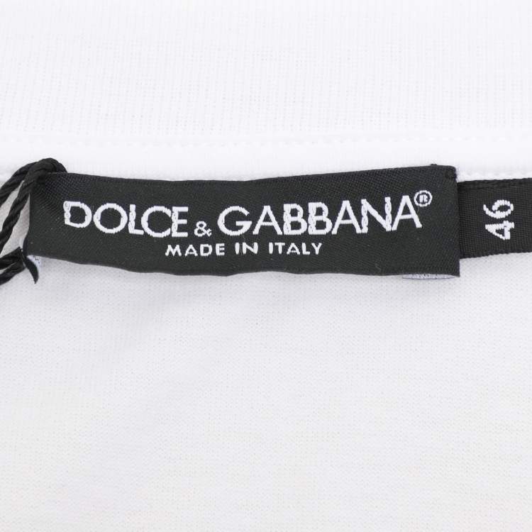 مملوكة مسبقًا Dolce & Gabbana White Cotton Logo Embossed T-Shirt L