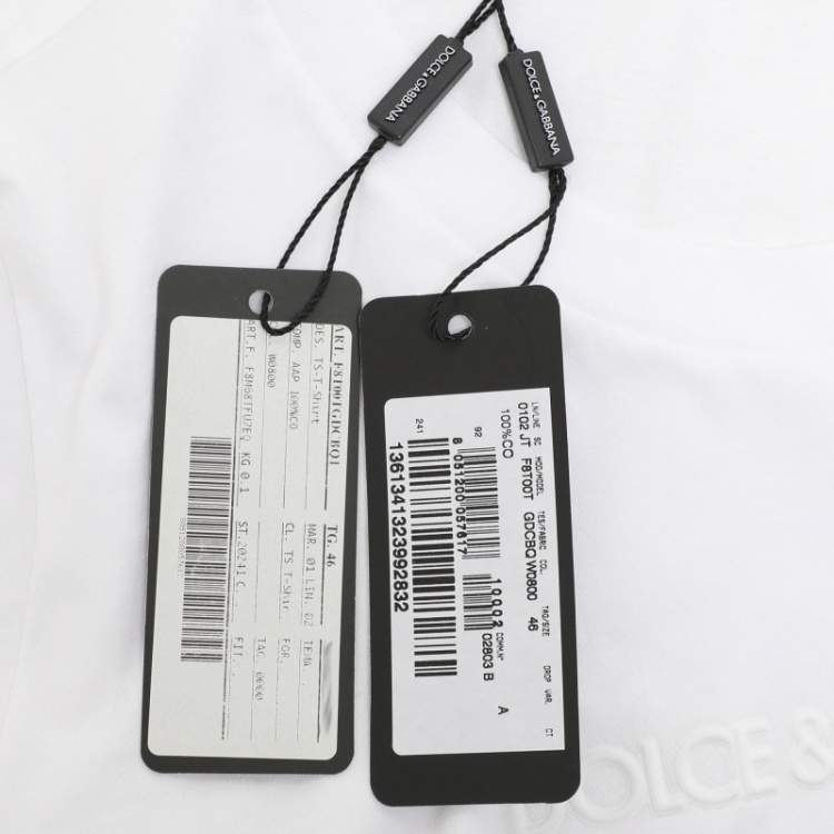 مملوكة مسبقًا Dolce & Gabbana White Cotton Logo Embossed T-Shirt L