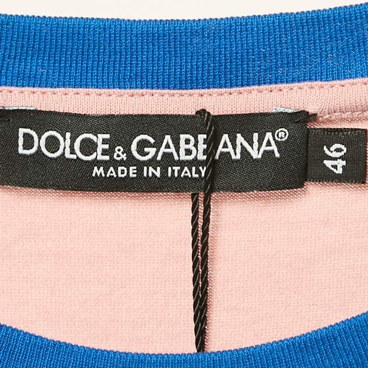 Pre Owned Dolce & Gabbana Pink Printed Jersey Crewneck T-Shirt L