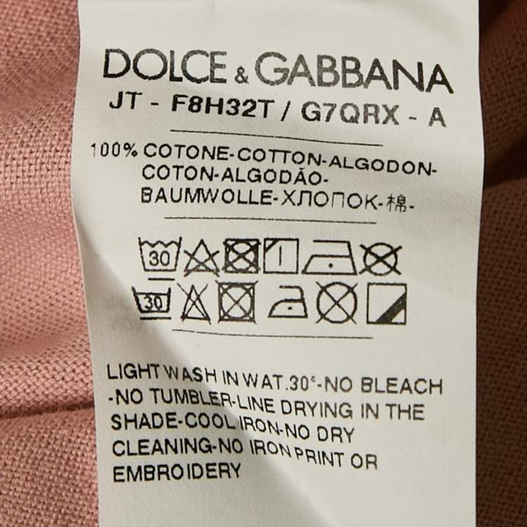 Pre Owned Dolce & Gabbana Pink Printed Jersey Crewneck T-Shirt L