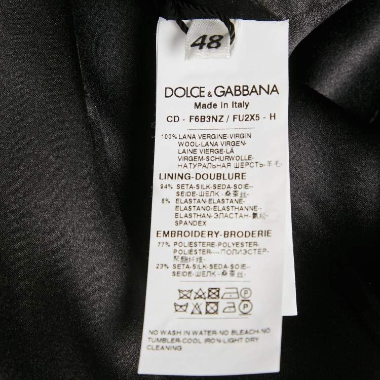 Pre Owned Dolce & Gabbana Black Fashion Devotion Embroidered Wool Midi Dress XL
