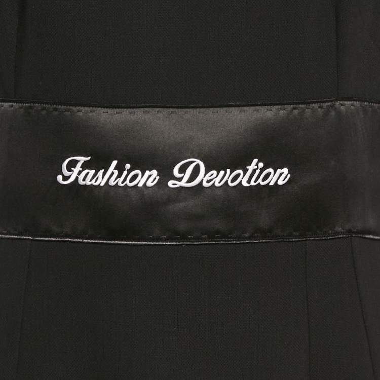 Pre Owned Dolce & Gabbana Black Fashion Devotion Embroidered Wool Midi Dress XL