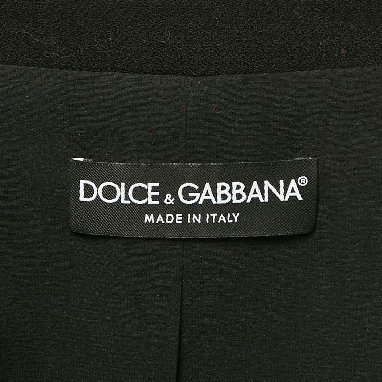 Pre Owned Dolce & Gabbana Black Embroidered Wool Button Front Jacket L