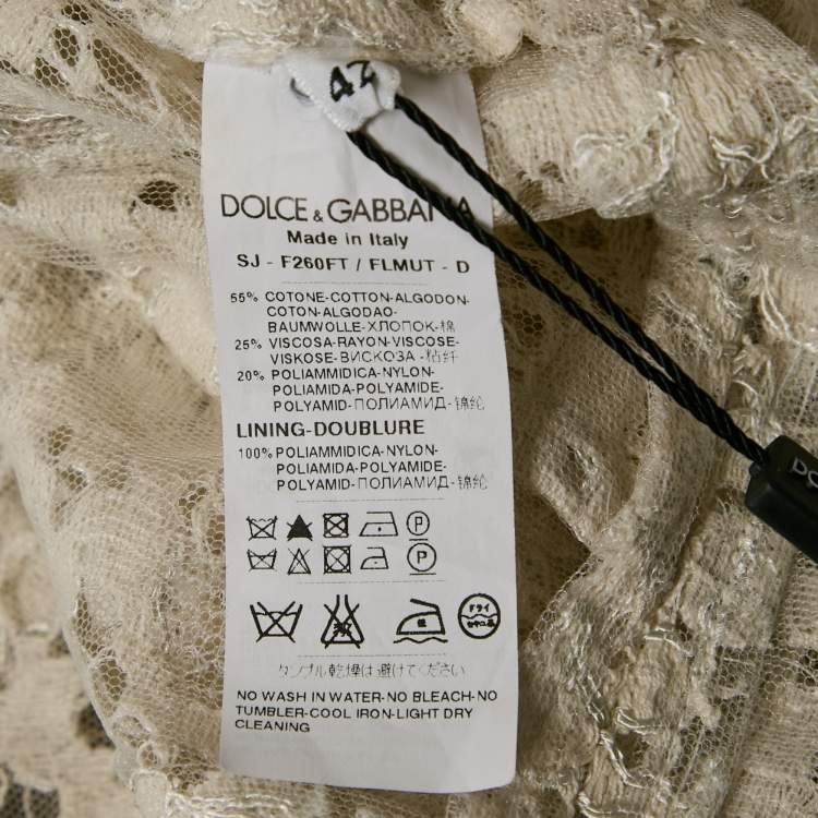 Pre Owned Dolce & Gabbana Ecru Lace Button Front Jacket M