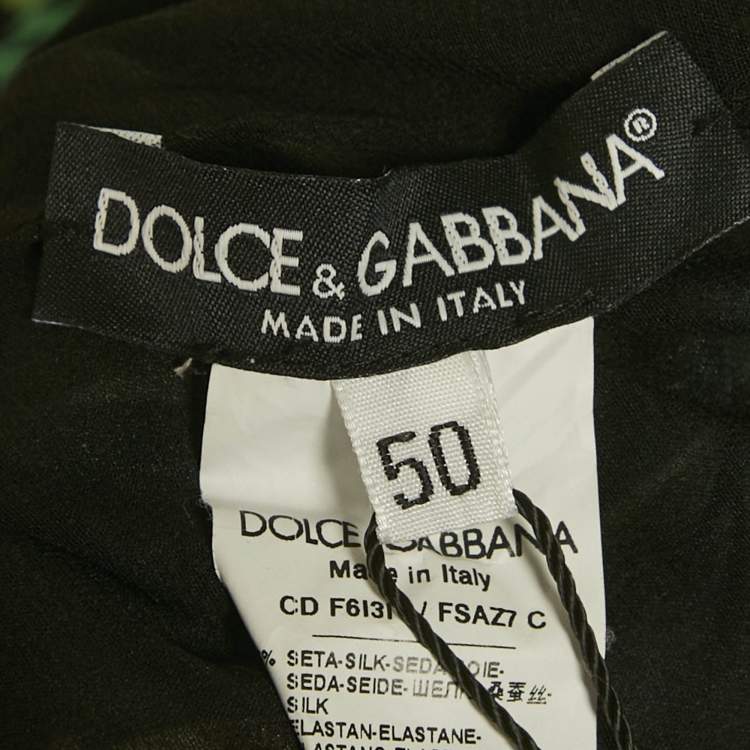 Pre Owned Dolce & Gabbana Black/Multicolor Printed Silk Sleeveless Draped Maxi Dress XL
