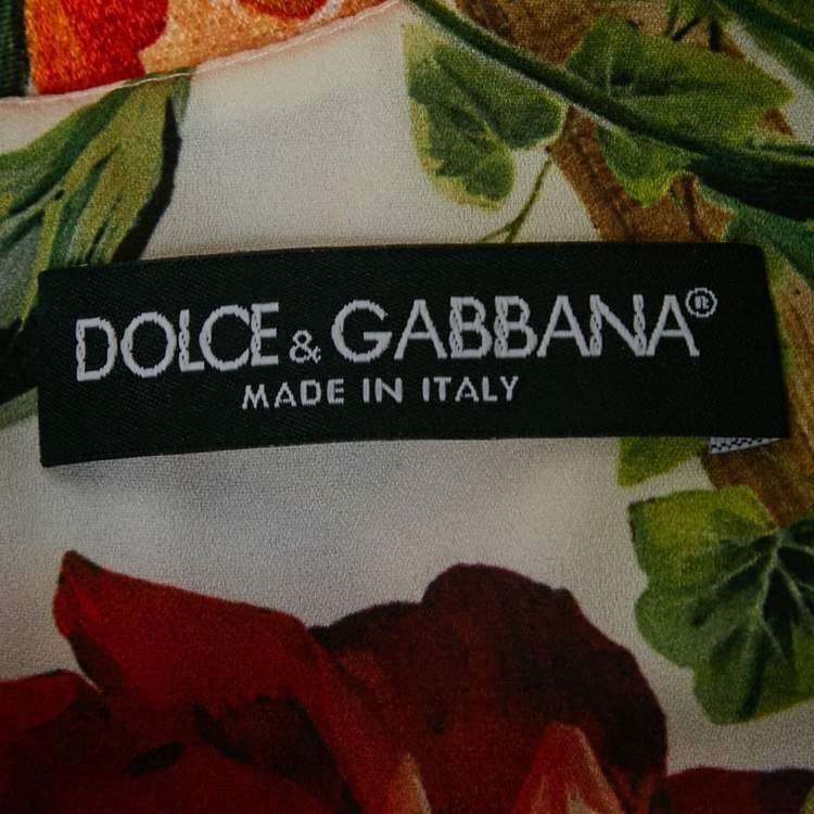 Pre Owned Dolce & Gabbana White/Multicolor Printed Cotton Blend Jacquard Mini Dress L