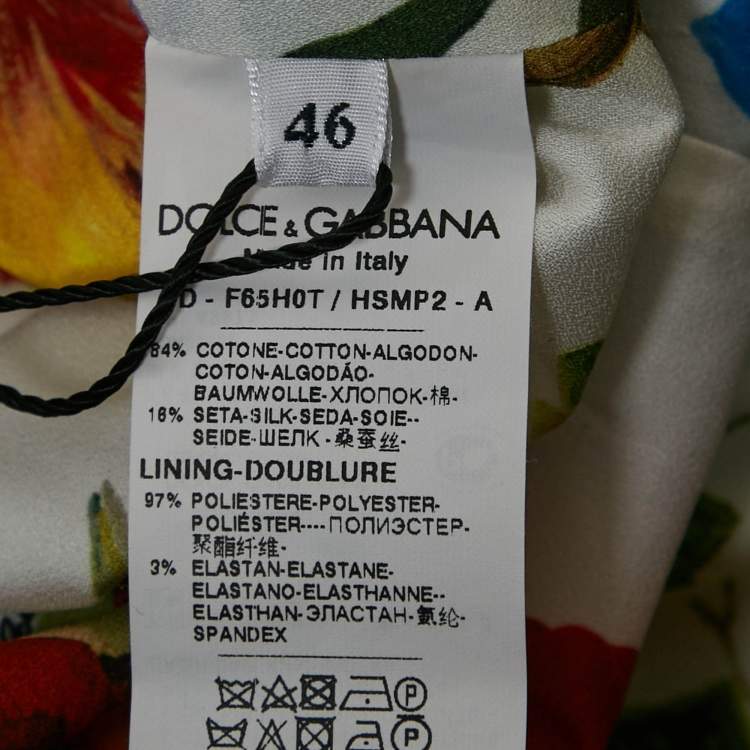 Pre Owned Dolce & Gabbana White/Multicolor Printed Cotton Blend Jacquard Mini Dress L