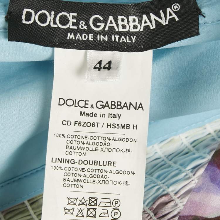 Pre Owned Dolce & Gabbana Blue Bluebell Print Cotton Corset Mini Dress M