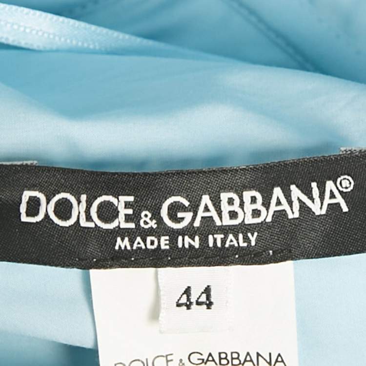 Pre Owned Dolce & Gabbana Blue Bluebell Print Cotton Corset Mini Dress M