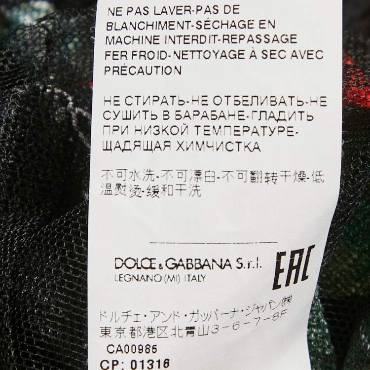 مملوكة مسبقًا Dolce & Gabbana Black Rose Print Silk High Neck Midi Dress M
