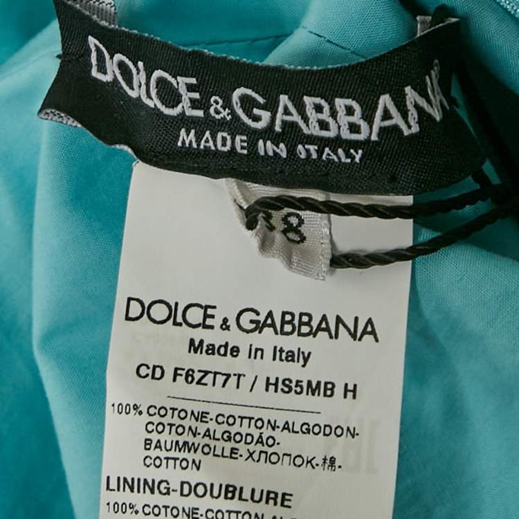 Pre Owned Dolce & Gabbana Blue Floral Print Poplin Midi Dress S