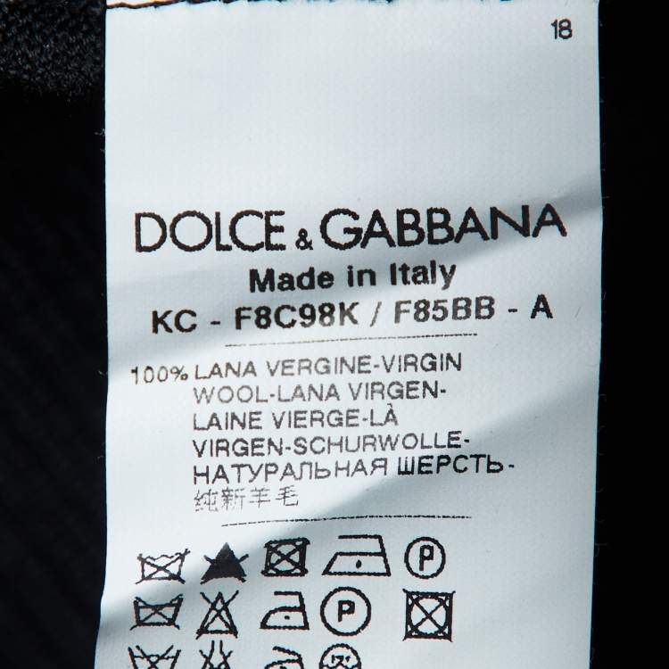 Pre Owned Dolce & Gabbana Black Wool Knit Button Front Poncho S