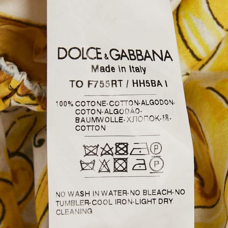 Pre Owned Dolce & Gabbana Yellow Majolica Print Cotton Off-Shoulder Crop Top M