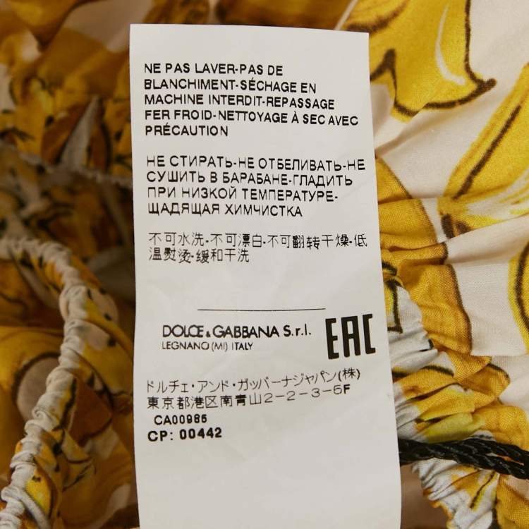 Pre Owned Dolce & Gabbana Yellow Majolica Print Cotton Off-Shoulder Crop Top M
