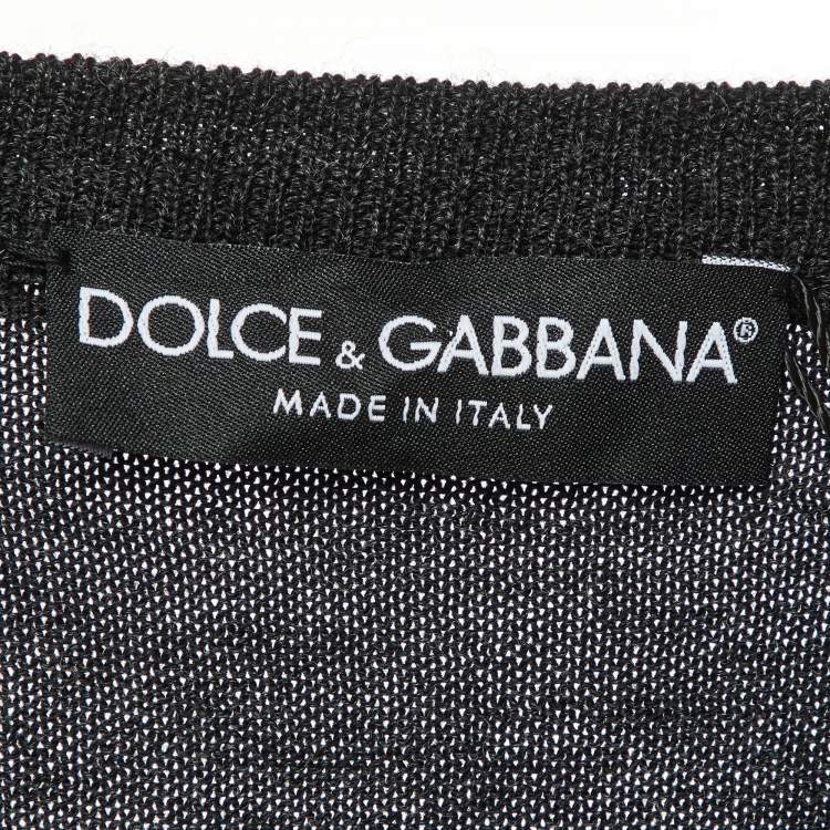 Pre Owned Dolce & Gabbana Charcoal Grey Chain Detail Sweater L